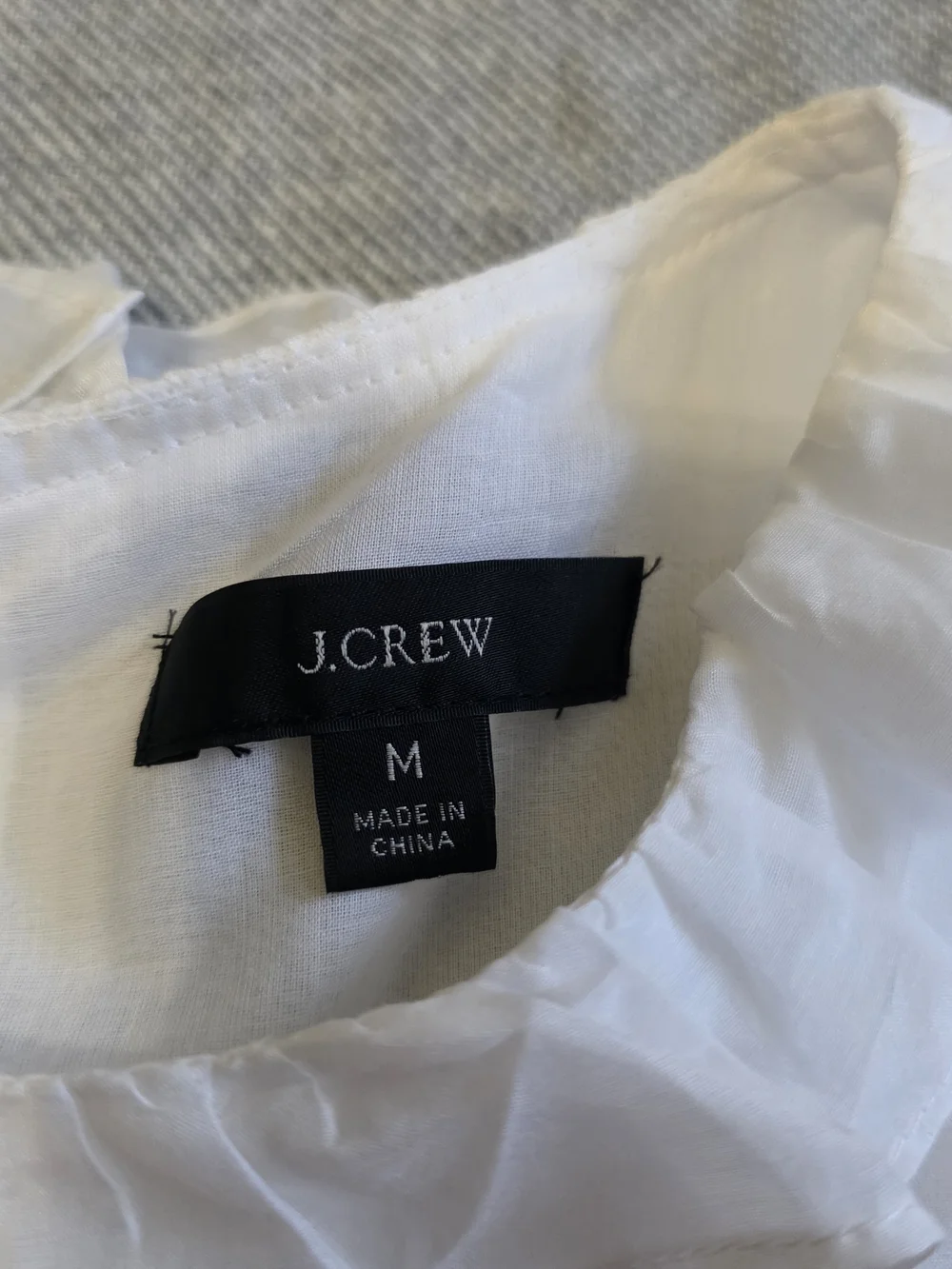 J.Crew Point Sur Pin-Tucked White Lace Flutter Ruffle Cotton Silk Top